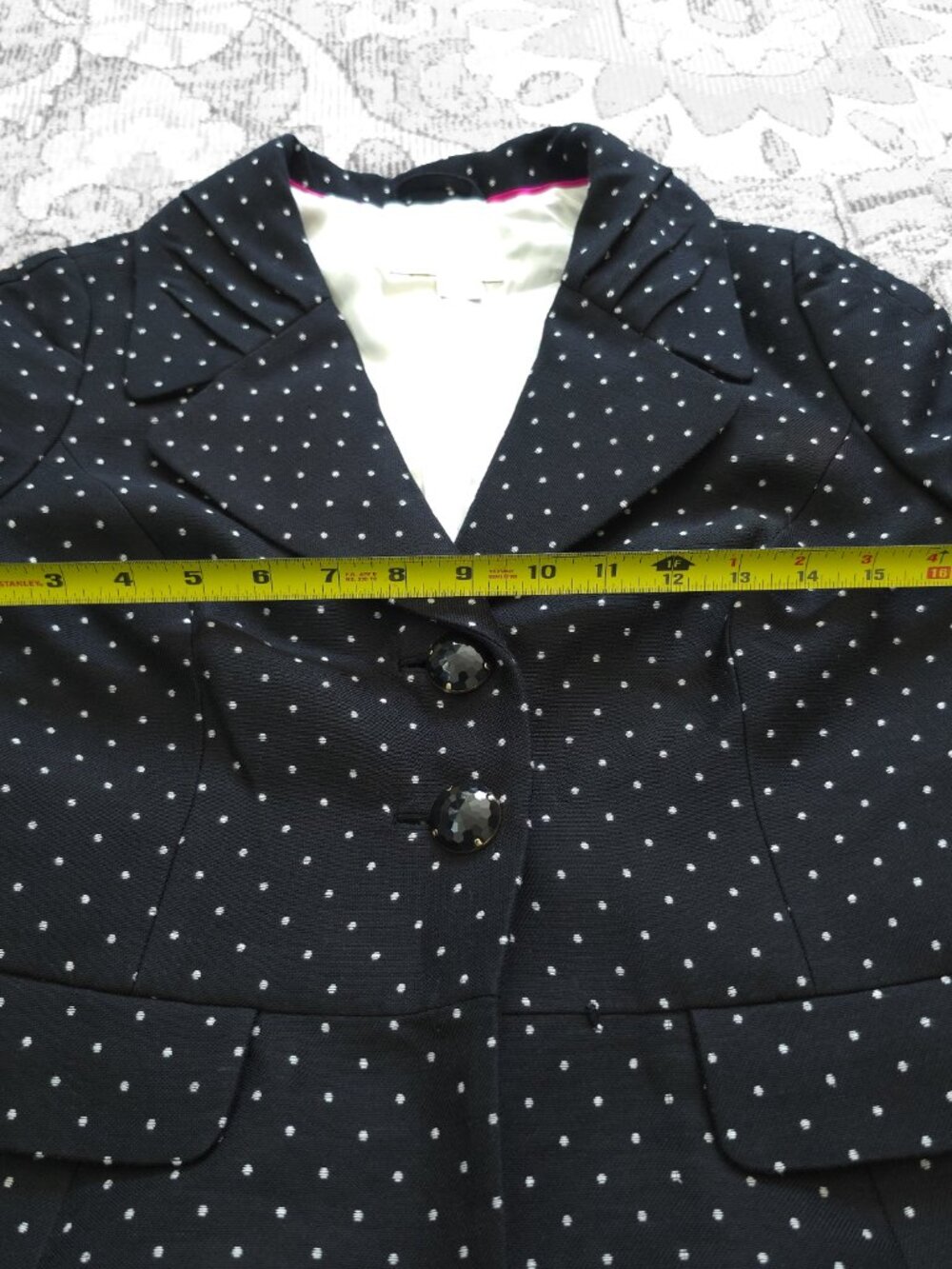Kate Spade Black & White Polka Dot Peplum Blazer Women's Size Maybe 2 or 4 - Picture 9 of 11